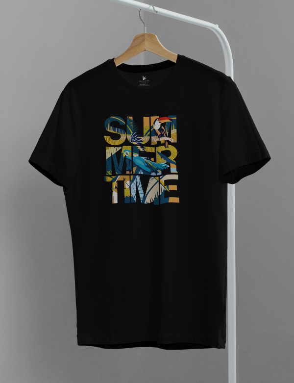 Men's Printed T-Shirt - Summer Time - Black