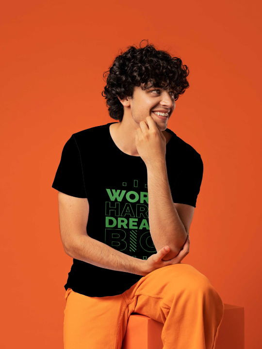 Men's Printed T-Shirt | Work Hard Dream Big