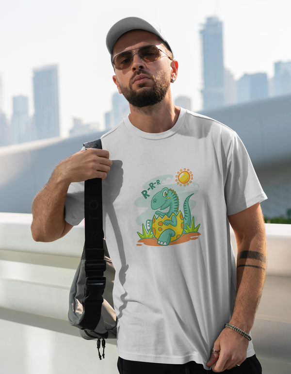 Men's Printed T-Shirt | Dinosaur | White
