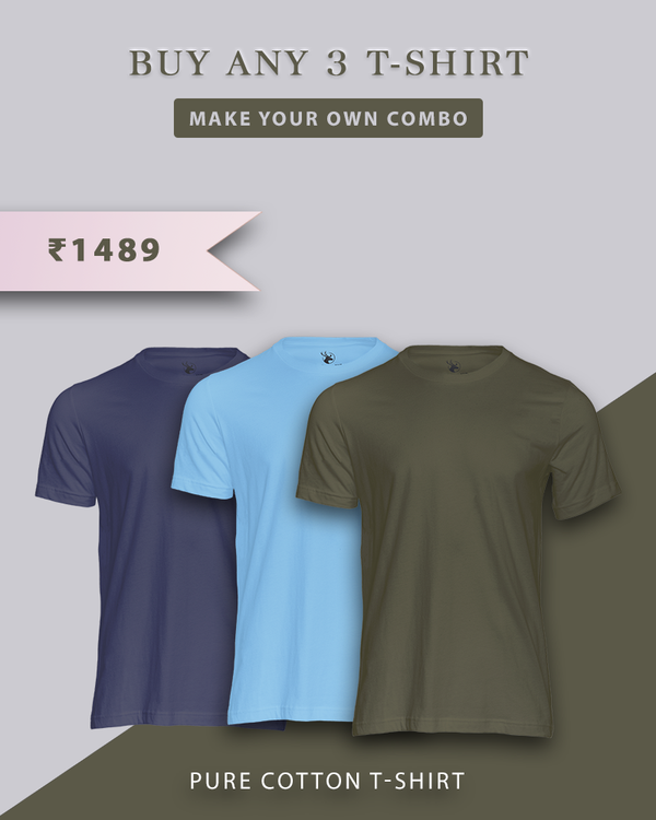 Buy Any 3 round neck T Shirt in 1489/-Only