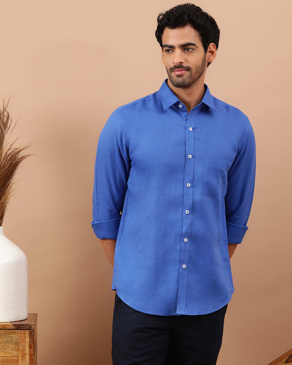 Egyptian Blue Men Linen Shirt